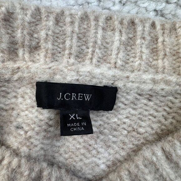 J. Crew Button Shoulder Alpaca Wool Crewneck Sweater Heather Oatmeal - Picture 4 of 9